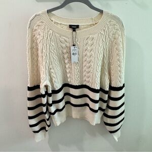 NWT Express Striped Cable Knit Crew Neck Sweater Small